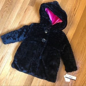 BCX Girl Black/Pink Reversible Faux Fur Coat